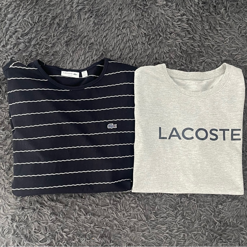 Men Size Large Lacoste T-Shirt Bundle Blue White Gray